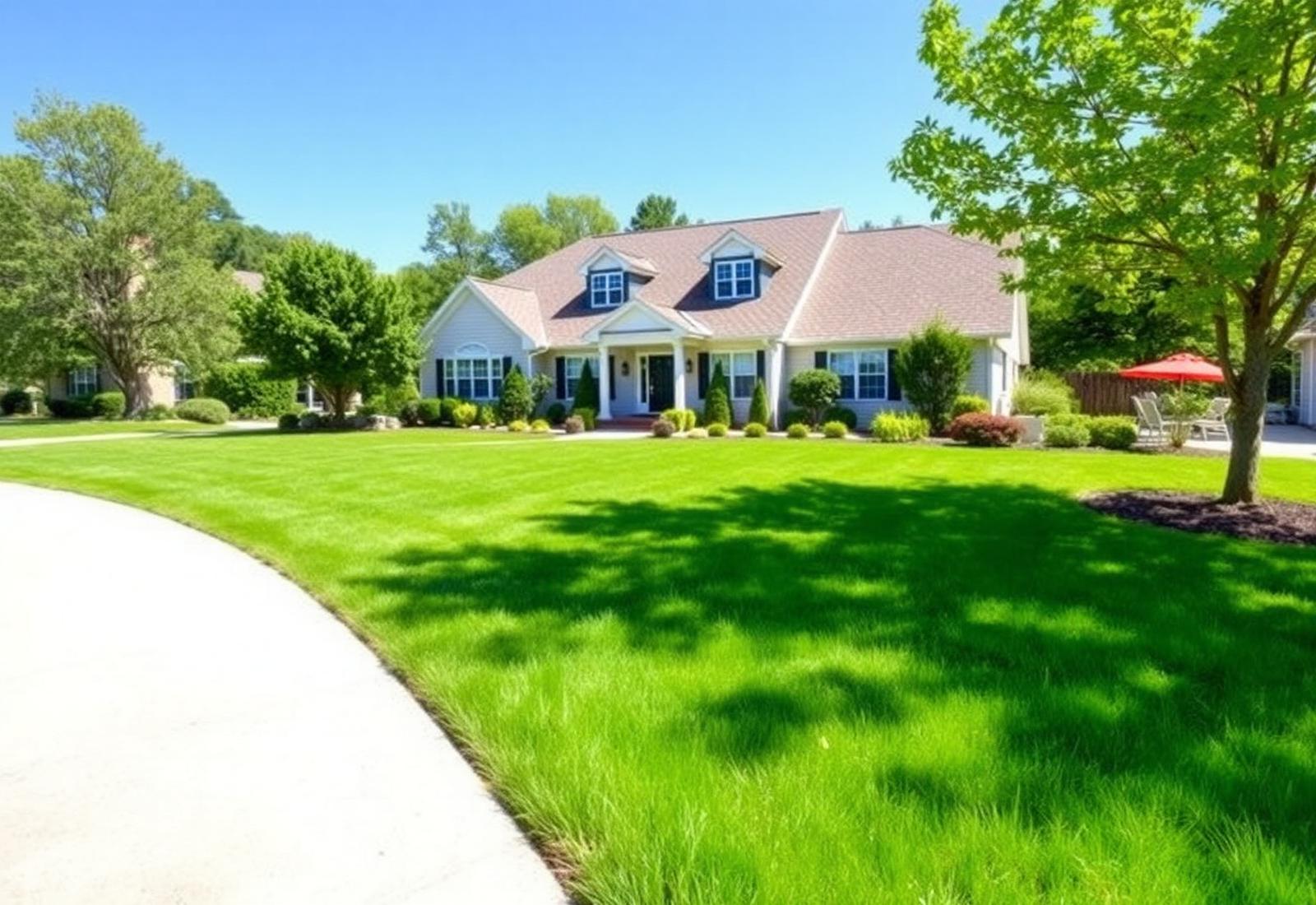 Beautifully maintained green lawn in front of a home